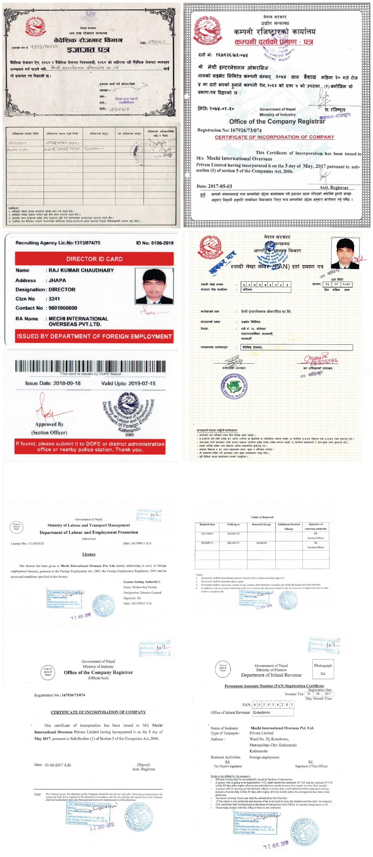 Legal Documents - Mechi Overseas